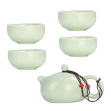 Maxbell Travel Tea Set Practical with Case Ceramic Teapot for Camping Office Outdoor White 4 Cups