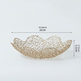 Maxbell Metal Fruit Basket Decorative Flower Shape Hollow Fruit Container Fruit Bowl 26 x 5.5 cm
