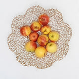 Maxbell Metal Fruit Basket Decorative Flower Shape Hollow Fruit Container Fruit Bowl 26 x 5.5 cm