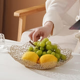 Maxbell Metal Fruit Basket Decorative Flower Shape Hollow Fruit Container Fruit Bowl 26 x 5.5 cm