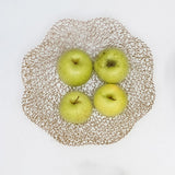 Maxbell Metal Fruit Basket Decorative Flower Shape Hollow Fruit Container Fruit Bowl 31 x 6 cm