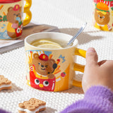 Maxbell Cute Bear Coffee Mug with Lid and Spoon Teacup for Office Dorm Birthday Gift French Fries