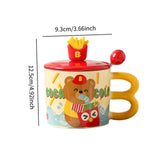 Maxbell Cute Bear Coffee Mug with Lid and Spoon Teacup for Office Dorm Birthday Gift Drink