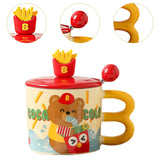Maxbell Cute Bear Coffee Mug with Lid and Spoon Teacup for Office Dorm Birthday Gift Drink