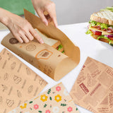Maxbell Food Paper Sheets Oilproof Baking Paper for Fries Burger Restaurant Supplies 50PCS Bread Pattern