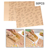 Maxbell Food Paper Sheets Oilproof Baking Paper for Fries Burger Restaurant Supplies 50PCS Bread Pattern
