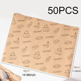 Maxbell Food Paper Sheets Oilproof Baking Paper for Fries Burger Restaurant Supplies 50PCS Bread Pattern