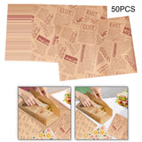 Maxbell Food Paper Sheets Oilproof Baking Paper for Fries Burger Restaurant Supplies 50 Newspaper Pattern