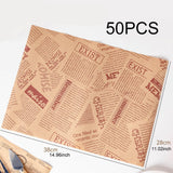 Maxbell Food Paper Sheets Oilproof Baking Paper for Fries Burger Restaurant Supplies 50 Newspaper Pattern