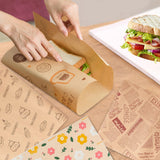 Maxbell Food Paper Sheets Oilproof Baking Paper for Fries Burger Restaurant Supplies 50PCS Floral Pattern