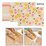 Maxbell Food Paper Sheets Oilproof Baking Paper for Fries Burger Restaurant Supplies 50PCS Floral Pattern