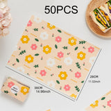 Maxbell Food Paper Sheets Oilproof Baking Paper for Fries Burger Restaurant Supplies 50PCS Floral Pattern