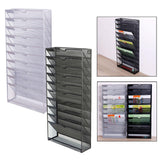 Maxbell Hanging Wall File Holder 10 Tiers A4 Paper Storage Rack for Display files Silver Gray