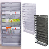 Maxbell Hanging Wall File Holder 10 Tiers A4 Paper Storage Rack for Display files Silver Gray