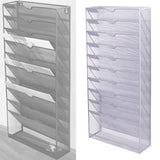 Maxbell Hanging Wall File Holder 10 Tiers A4 Paper Storage Rack for Display files Silver Gray