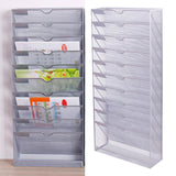 Maxbell Hanging Wall File Holder 10 Tiers A4 Paper Storage Rack for Display files Silver Gray