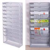 Maxbell Hanging Wall File Holder 10 Tiers A4 Paper Storage Rack for Display files Silver Gray