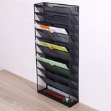 Maxbell Hanging Wall File Holder 10 Tiers A4 Paper Storage Rack for Display files Black