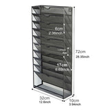 Maxbell Hanging Wall File Holder 10 Tiers A4 Paper Storage Rack for Display files Black