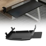 Maxbell Keyboard Tray Under Desk Keyboard Organizer Metal for Typing Keyboard Holder Black w Mouse Board