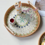 Maxbell Decorative Storage Tray Rattan Serving Tray for Restaurant Living Room Party