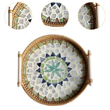 Maxbell Decorative Storage Tray Rattan Serving Tray for Restaurant Living Room Party
