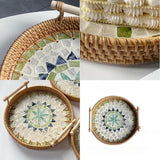 Maxbell Decorative Storage Tray Rattan Serving Tray for Restaurant Living Room Party