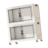 Maxbell Foldable Storage Cabinet Fashion Portable for Farmhouse Drawing Room Kitchen White 2 Layers 45 cm