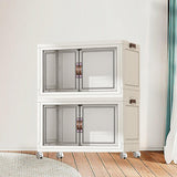 Maxbell Foldable Storage Cabinet Fashion Portable for Farmhouse Drawing Room Kitchen White 2 Layers 45 cm