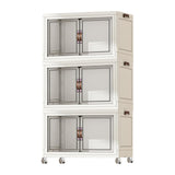 Maxbell Foldable Storage Cabinet Fashion Portable for Farmhouse Drawing Room Kitchen White 3 Layers 45 cm