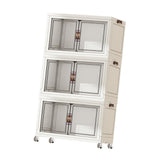 Maxbell Foldable Storage Cabinet Fashion Portable for Farmhouse Drawing Room Kitchen White 3 Layers 45 cm
