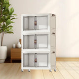 Maxbell Foldable Storage Cabinet Fashion Portable for Farmhouse Drawing Room Kitchen White 3 Layers 45 cm