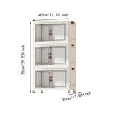 Maxbell Foldable Storage Cabinet Fashion Portable for Farmhouse Drawing Room Kitchen White 3 Layers 45 cm