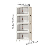 Maxbell Foldable Storage Cabinet Fashion Portable for Farmhouse Drawing Room Kitchen White 4 Layers 45 cm