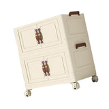 Maxbell Foldable Storage Cabinet Fashion Portable for Farmhouse Drawing Room Kitchen Beige 2 Layers 45 cm