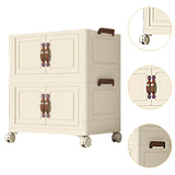 Maxbell Foldable Storage Cabinet Fashion Portable for Farmhouse Drawing Room Kitchen Beige 2 Layers 45 cm