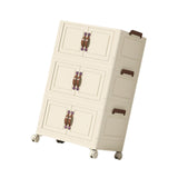Maxbell Foldable Storage Cabinet Fashion Portable for Farmhouse Drawing Room Kitchen Beige 3 Layers 45 cm