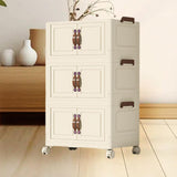 Maxbell Foldable Storage Cabinet Fashion Portable for Farmhouse Drawing Room Kitchen Beige 3 Layers 45 cm