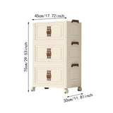 Maxbell Foldable Storage Cabinet Fashion Portable for Farmhouse Drawing Room Kitchen Beige 3 Layers 45 cm