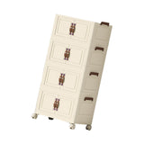 Maxbell Foldable Storage Cabinet Fashion Portable for Farmhouse Drawing Room Kitchen Beige 4 Layers 45 cm