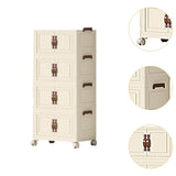 Maxbell Foldable Storage Cabinet Fashion Portable for Farmhouse Drawing Room Kitchen Beige 4 Layers 45 cm
