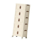 Maxbell Foldable Storage Cabinet Fashion Portable for Farmhouse Drawing Room Kitchen Beige 5 Layers 45 cm