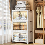 Maxbell Foldable Storage Cabinet Fashion Portable for Farmhouse Drawing Room Kitchen White 2 Layers 55 cm