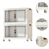 Maxbell Foldable Storage Cabinet Fashion Portable for Farmhouse Drawing Room Kitchen White 2 Layers 55 cm