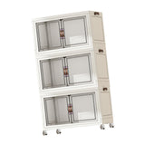 Maxbell Foldable Storage Cabinet Fashion Portable for Farmhouse Drawing Room Kitchen White 3 Layers 55 cm
