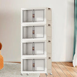 Maxbell Foldable Storage Cabinet Fashion Portable for Farmhouse Drawing Room Kitchen White 4 Layers 55 cm