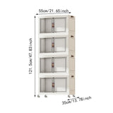 Maxbell Foldable Storage Cabinet Fashion Portable for Farmhouse Drawing Room Kitchen White 4 Layers 55 cm