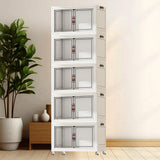 Maxbell Foldable Storage Cabinet Fashion Portable for Farmhouse Drawing Room Kitchen White 5 Layers 55 cm