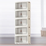 Maxbell Foldable Storage Cabinet Fashion Portable for Farmhouse Drawing Room Kitchen White 5 Layers 55 cm