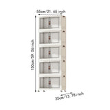 Maxbell Foldable Storage Cabinet Fashion Portable for Farmhouse Drawing Room Kitchen White 5 Layers 55 cm